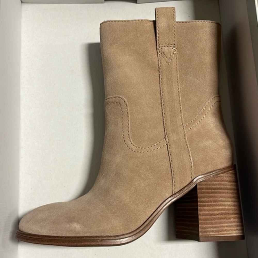 SOLE SOCIETY Rachill Tawny Brown Oiled Suede Leather Boots